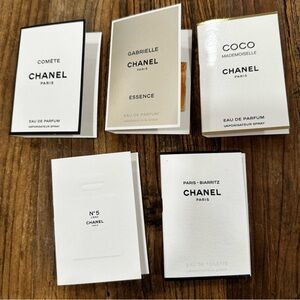 5 Chanel Perfume Travel Size Samples COCO N°5 COMÈTE GABRIELLE PARIS-BIARRITZ